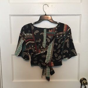 River Island Cropped Keyhole wrap Top